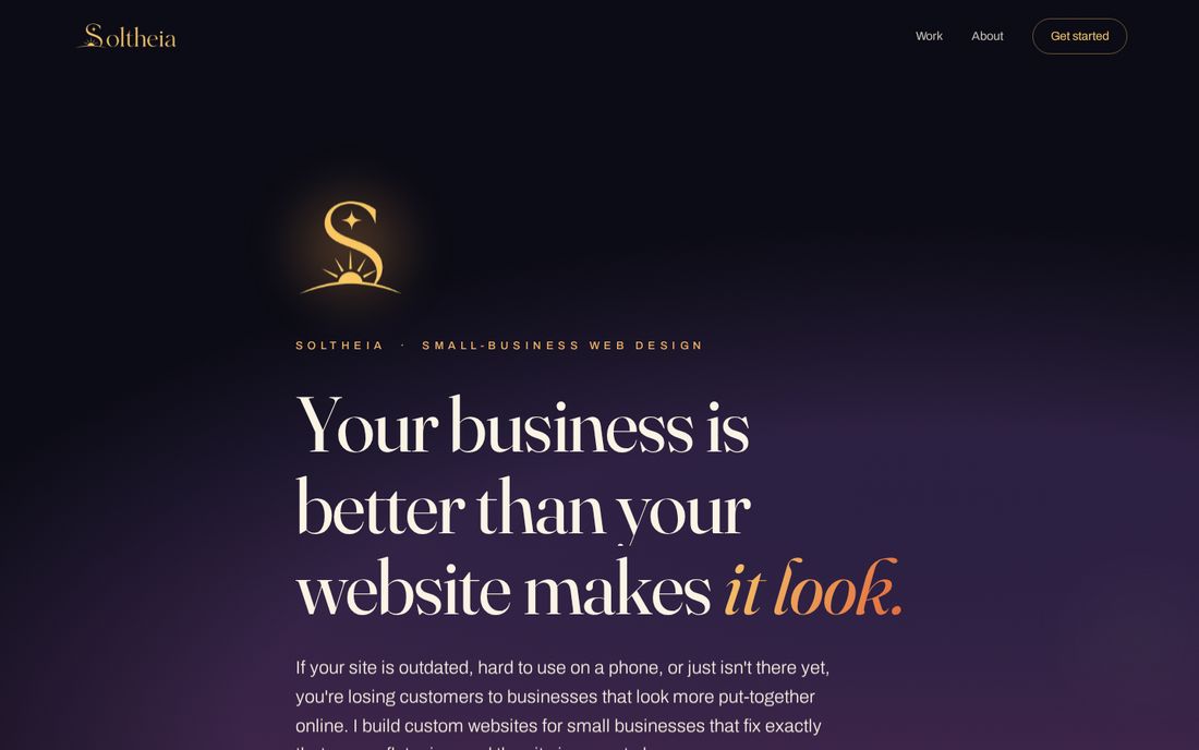 Screenshot of the Soltheia website