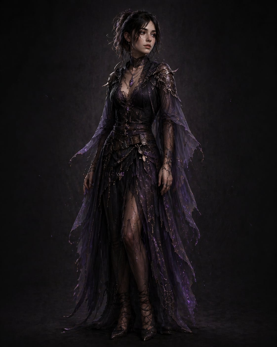 Three dark fantasy character designs shown as a series
